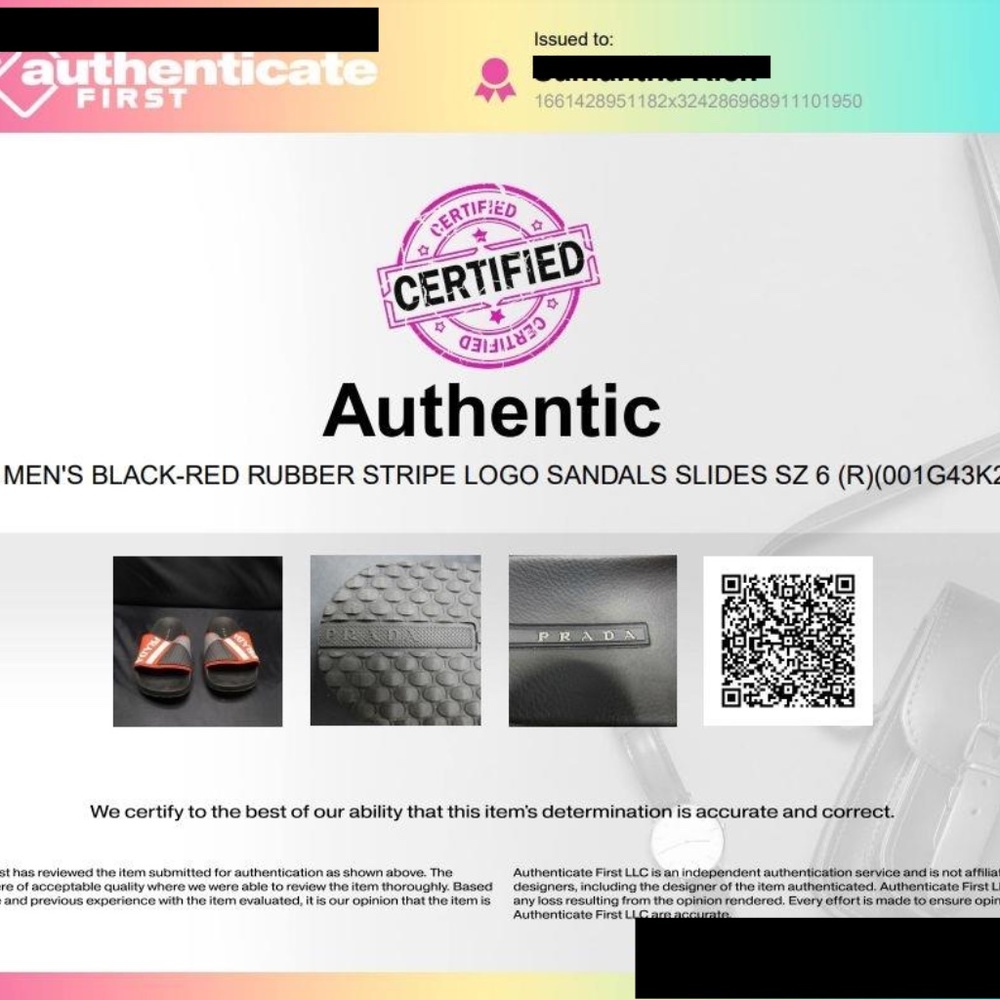 Prada Men's Black-Red Rubber Stripe Logo Sandals Slides Sz 6 - Picture 9 of 10